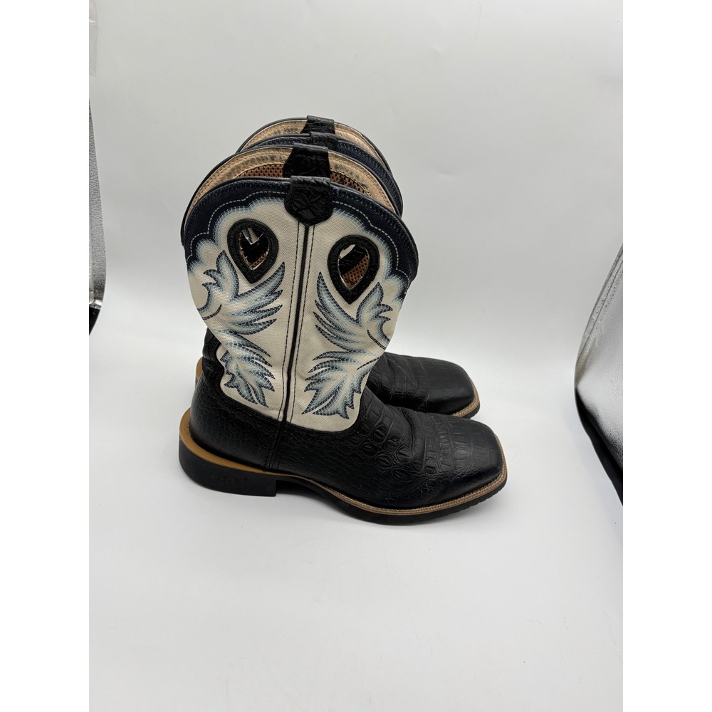 Twisted X Tech X Mens 10D Black Caiman Print Square Toe Western Cowboy Boots